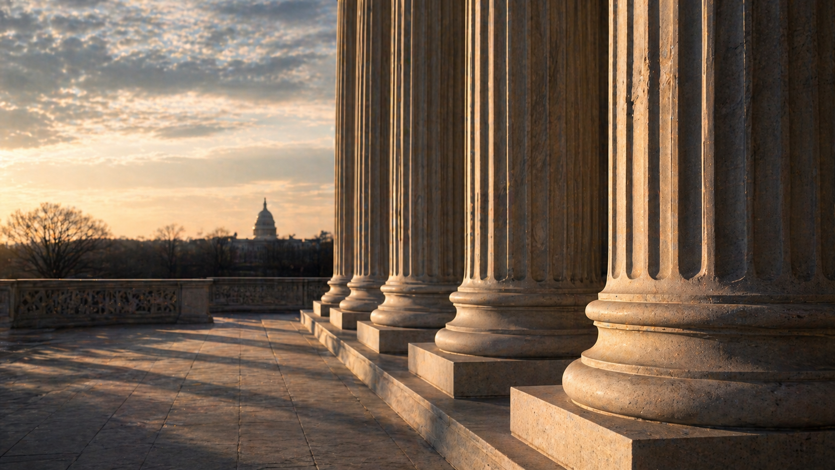 washington DC - a close up of giant columns with the white house in the background